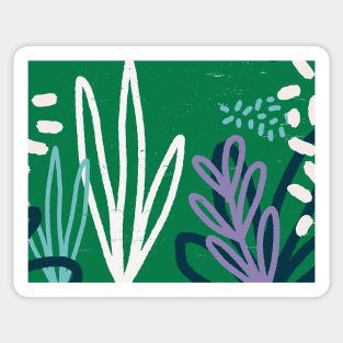 Abstract Botanical Green and Navy Print Sticker